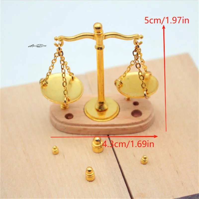 ドールハウスヴィンテージバランススケールミニチュアモデルアクセサリーの1:12ドールハウス装飾子供のふり遊びおもちゃ