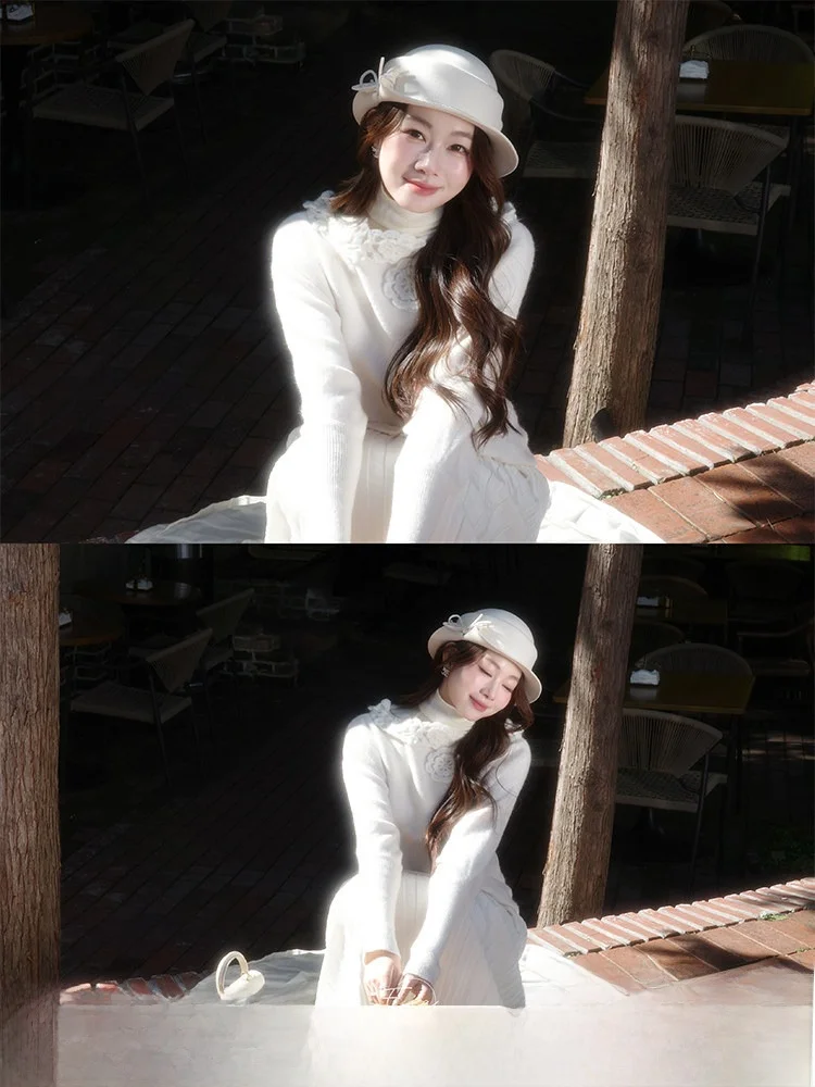 

Женский вязаный свитер Ele Long Sve, зимний, модный, из мягкого акрилового волокна, с цветочным декором, удобный, свободного кроя, топ