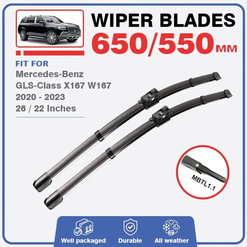 Front / Rear Wiper Blades For Mercedes Benz GLS Class X167 W167 2020 2021 2022 2023 Windshield Accessories GLS450 GLS600 GLS580