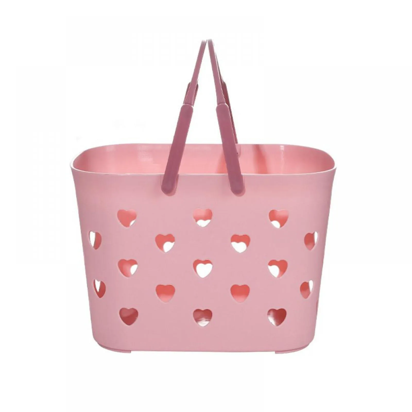 Heart-shaped Hollow Out Plastic Organizer Storage Baskets With Handles Multi-functional For Bathroom And Kitchen Shampoo