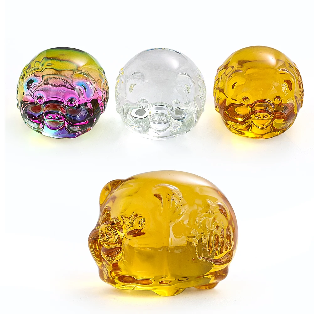 تمثال صغير من الكريستال الصيني خنزير زودياك ، تمثال مصغر الحيوان ، ثقالة الورق محظوظ الزجاج ، تحصيل هدية ديكور المنزل