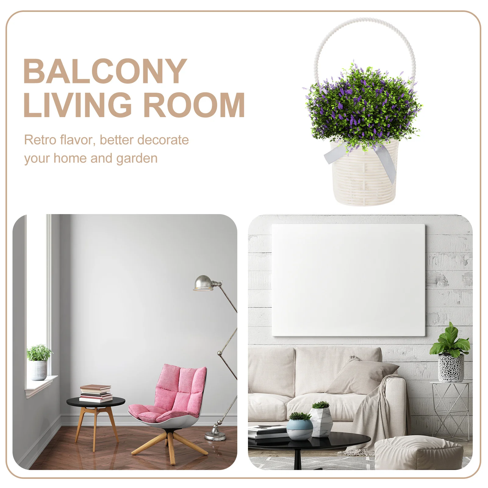 

3Pcs Imitation Rattan Woven Planter Hanging Flower Baskets Wall Storage Basket Decorative Home Plant Pots Hanging Flower Baskets