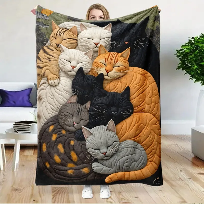 Luxurious Soft Tiger Stripe Fleece Throw Blanket Realistic Animal Print Skin-Friendly Cozy Flannel for Comfortable Napping