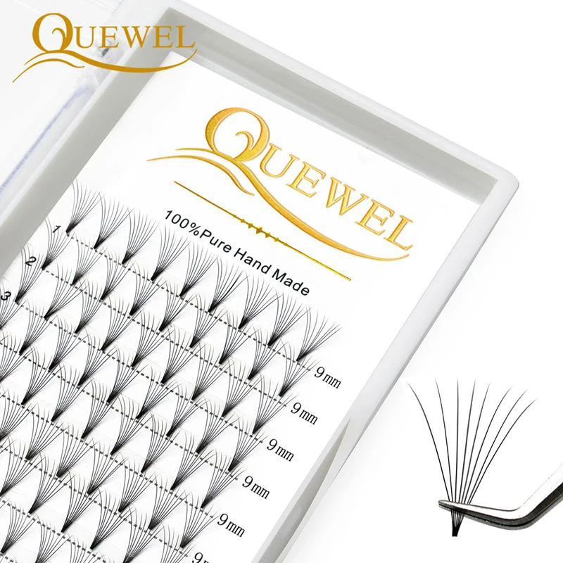 

Quewel Premade Fans Lashes 8D/6D/5D/4D/3D Volume Lash Extensions 0.07mm C/D Curl Short Stem Premade Fans Soft Eyelash Extensions