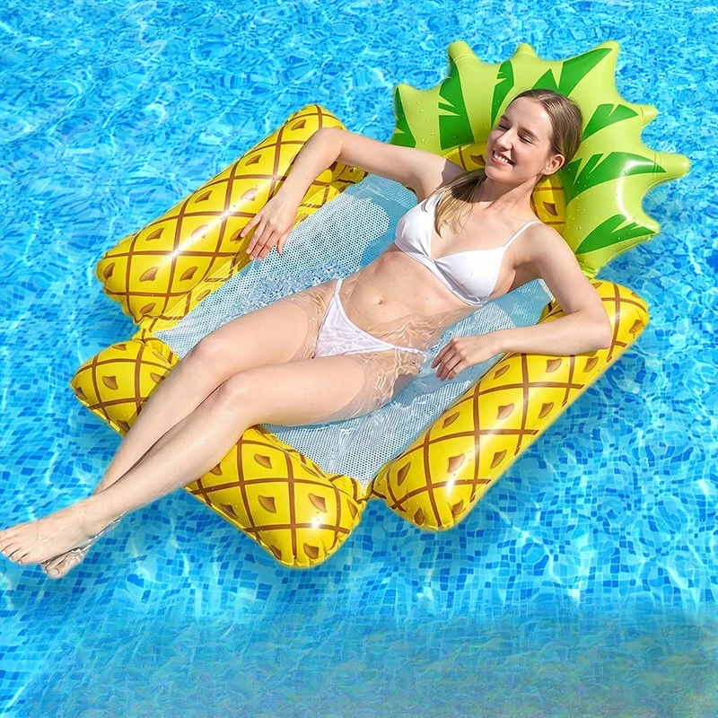 Four Tubes Single Person Backrest Mesh Inflatable Float Foldable Portable Floating Lounger Water Bed Pool Beach Mattress