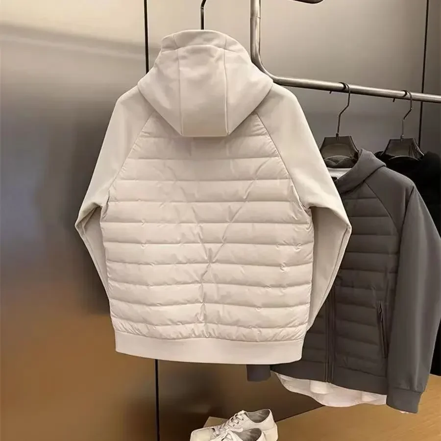 2024 Men's Women's Spring Autumn Thin Cotton Quilted Hooded Cardigan Casual Sweatshirt Simple Couple Jacket