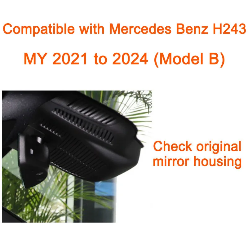 GRECOREAL 4K Dash Cam Voor en Achter 2160P WiFi Auto Dual Dashcam APP Controle Plug Play Compatibel met Mercedes Benz EQA H243