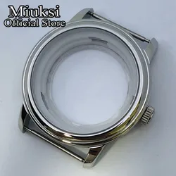 Miuksi 40mm silver watch case sapphire glass fit NH35 NH36 NH34 ETA2824 2836 Miyota 8205 8215 821A Mingzhu DG2813 3804 movement