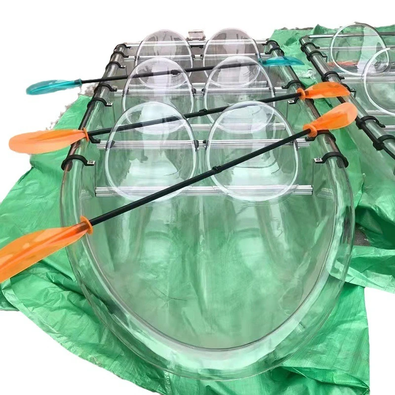 

Glass boat creative Internet celebrity wedding photography posing PC hand paddling resort water equipment play transparent boat