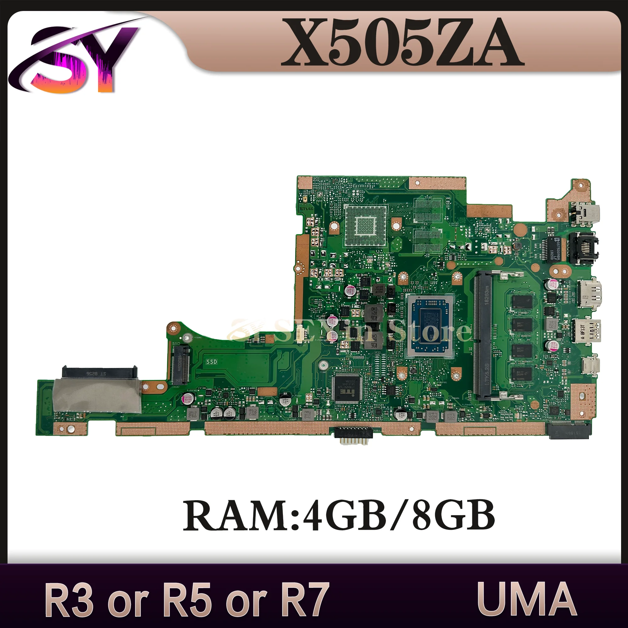 Mainboard For ASUS X505ZA X505Z F505Z K505Z A505Z RX505Z Laptop Motherboard R3 R5 R7 UMA RAM-4GB/8GB