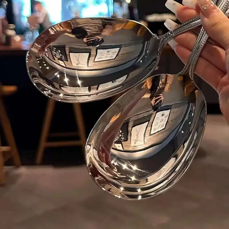 الفولاذ المقاوم للصدأ ملعقة أرز ملعقة شوربة المنزلية المشتركة ملعقة لخدمة الأرز فندق مطعم تخدم ملعقة تقاسم ملعقة #5