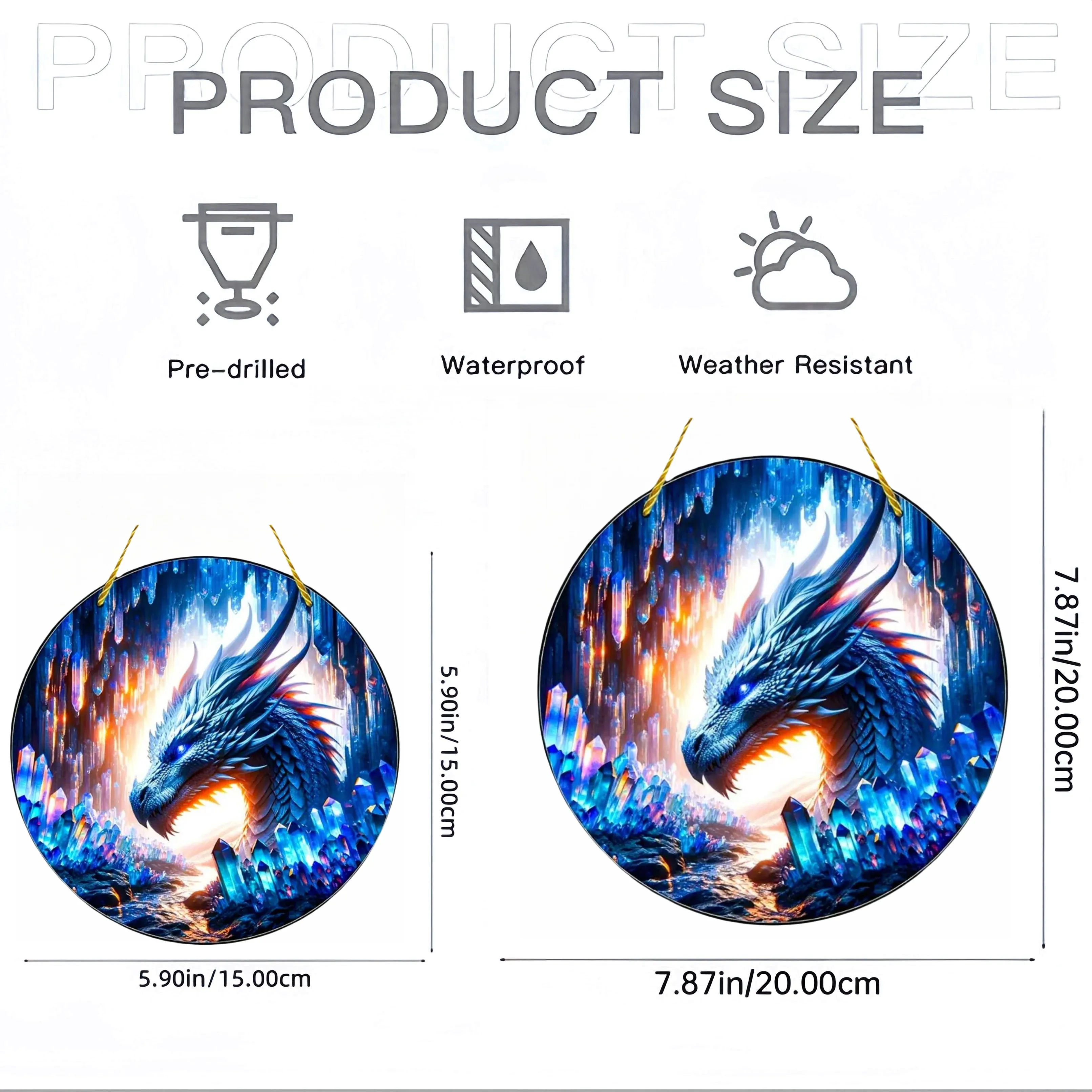Magic Dragon Suncatcher,Translucent Window Hanging,round Acrylic Sign,Gift for Family&friends.Window,Porch,Wall,Room,Home Decor