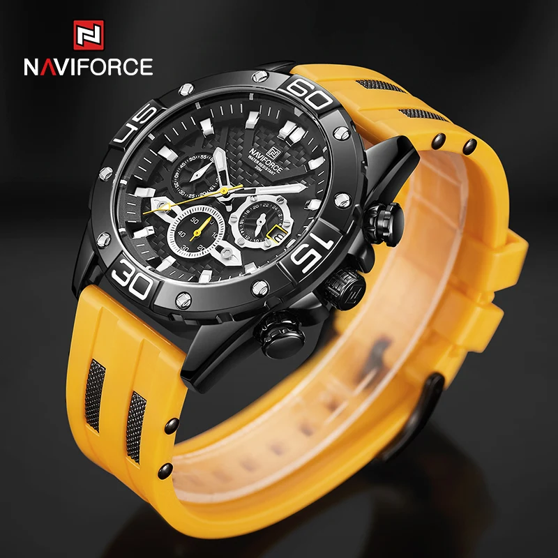 Top Brand NAVIFORCE Luxury Men Quartz Watch Fashion Casual Complete Calendar Clock Waterproof Silicone Wristband Sports Watches