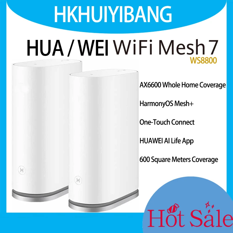 HUAWEI WiFi Mesh 7, WS8800, AX6600 – 완벽한 홈 커버리지, 원터치 연결, HarmonyOS 메쉬 + 라우터, Wi-Fi 6 Plus, 내부 안테나