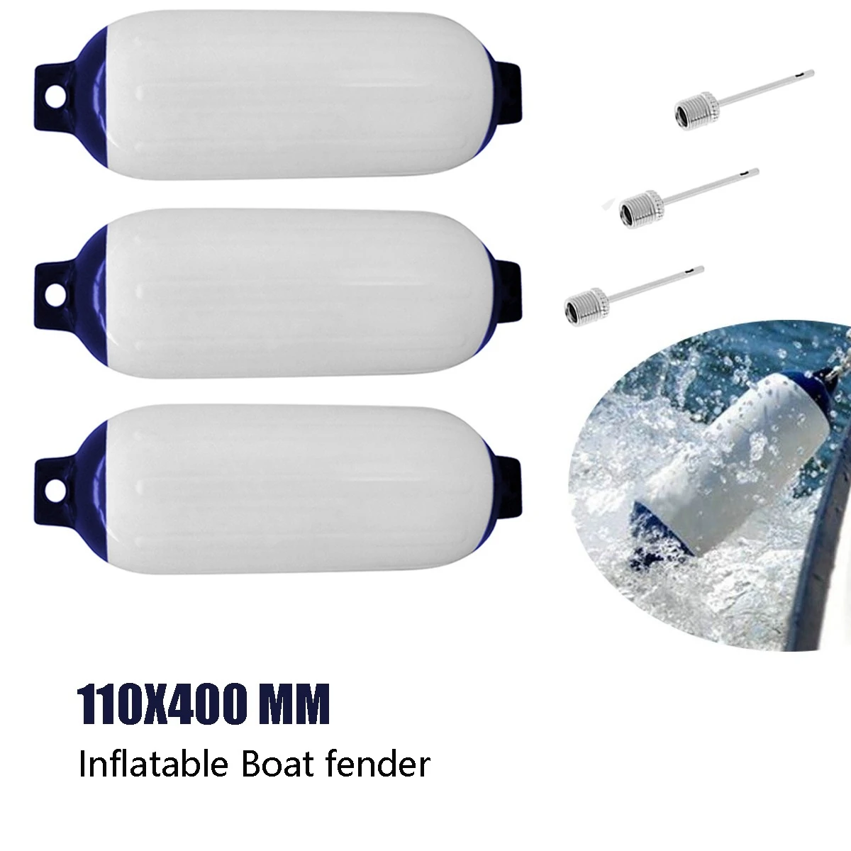 3PCS Inflatable Boat Fender PVC Boat Anchor Bumper Marine Boat Fender for Boat, Sailboat, Cuddy Etc (4.5X16 Inch)