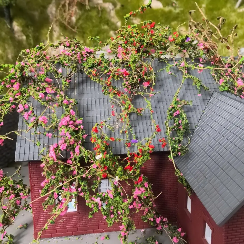 Flexible Mini Realistic Flower Vine Rattan Model Multi-Color Climbing Plant For Mini House Ruin Garden Train Town Diorama
