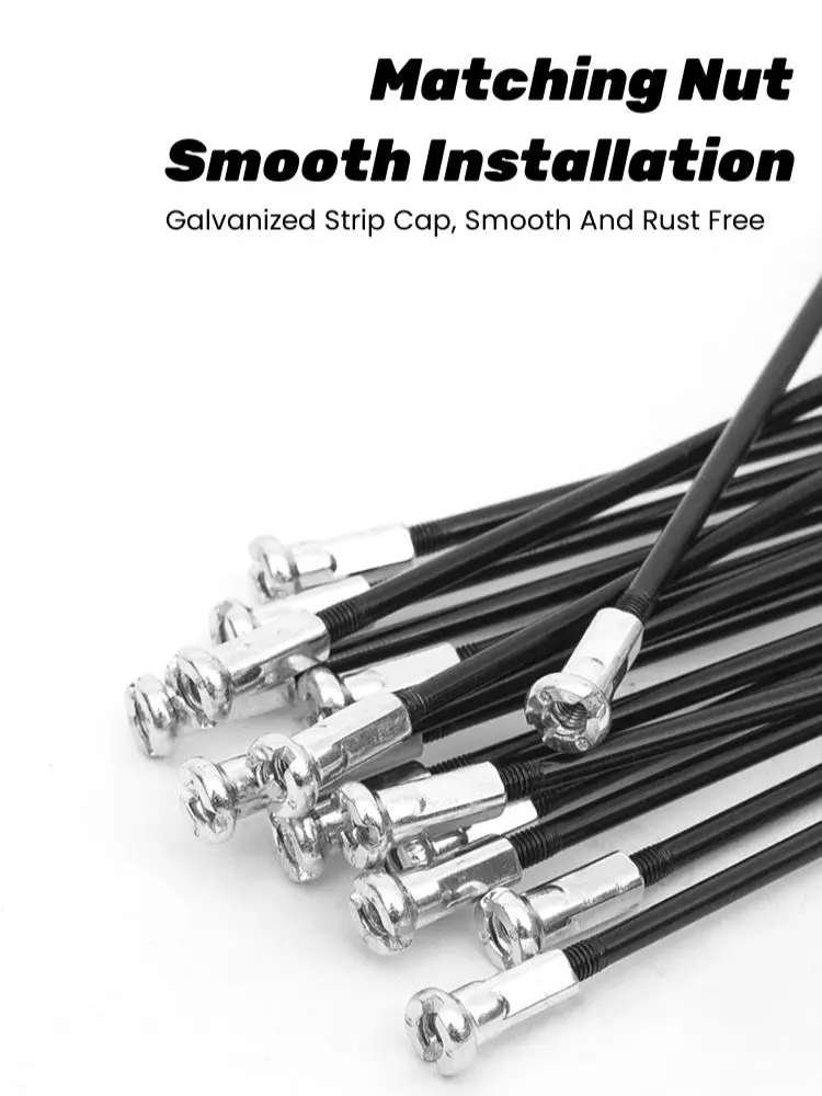 AliExpress 32Pcs High-end Quality 14G J Bend Bicycle Steel Spokes 135-305mm Length With Nipples Straight Head Bike Replacement Parts Black