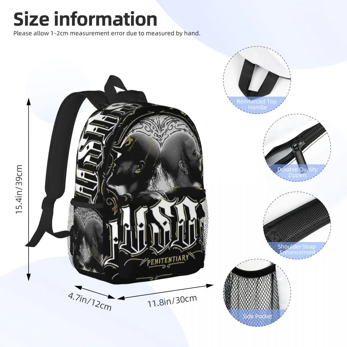 Os Usos Penitenciária Autêntica Mochila de Alta Capacidade, Saco De Faculdade Impermeável, Trendy Laptop Travel Book Bag, Nova Moda, 15"