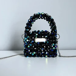 New Shiny Crystal Bead Women's Bag Luxurious High-end Banquet Party Chain Crossbody Bags Handmade Custom Color Shoulder Handbag