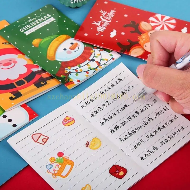 

62KA 10 Pieces Christmas Notebook Mini Cartoon Journal Notepad for Kid Adult Gift