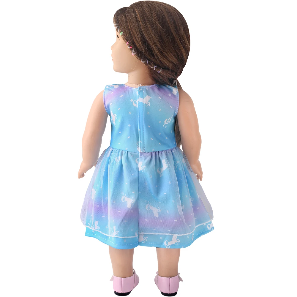 Robes bleues pour filles de 18 pouces, pour bébé de 43cm, robe de poupée Kawaii pour nouveau-né, vêtements jupe longue pour poupée américaine Og de 18 pouces