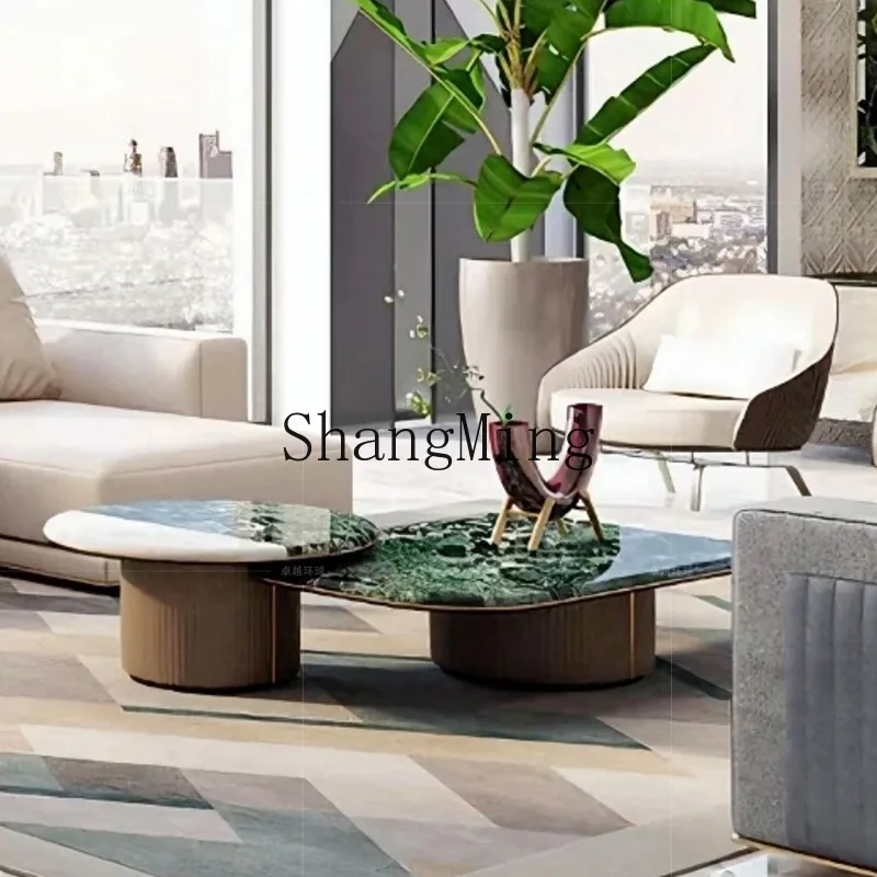 

FG marble color matching coffee table high-end living room home light luxury high-end villa combination tea table