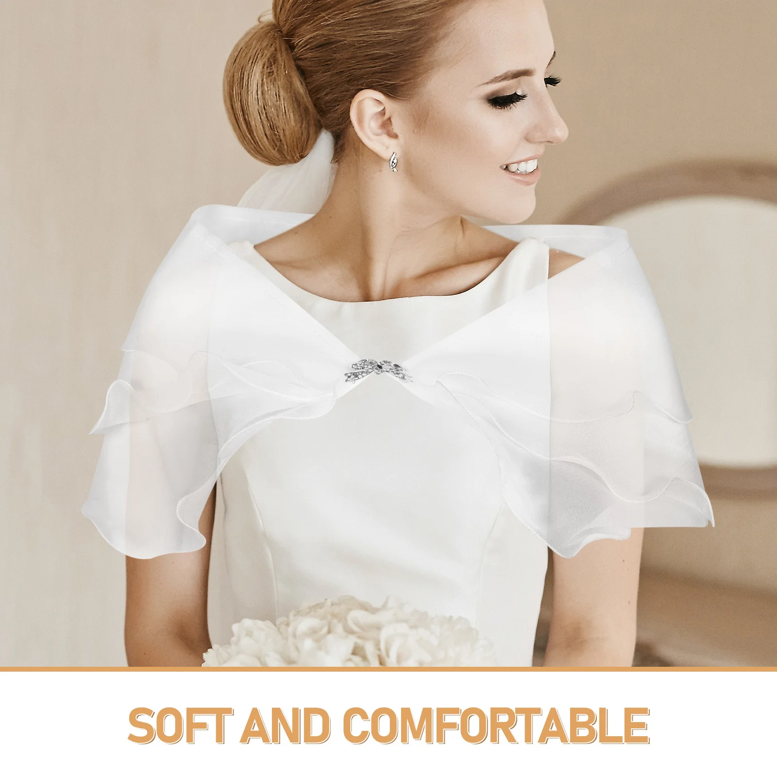 Bruids Chiffon Sjaal Drielaags Bubble Gaas Zacht Rimpelbestendig Bruiloft Stola Strik Rand Decoratieve Wrap Voor