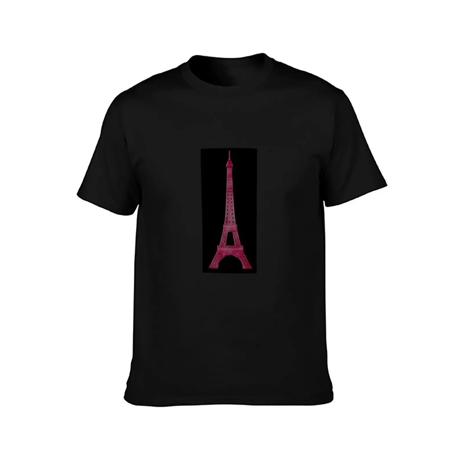 Pink Eiffel tower T-Shirt summer top graphic t shirts Man t-shirt mens champion t shirts