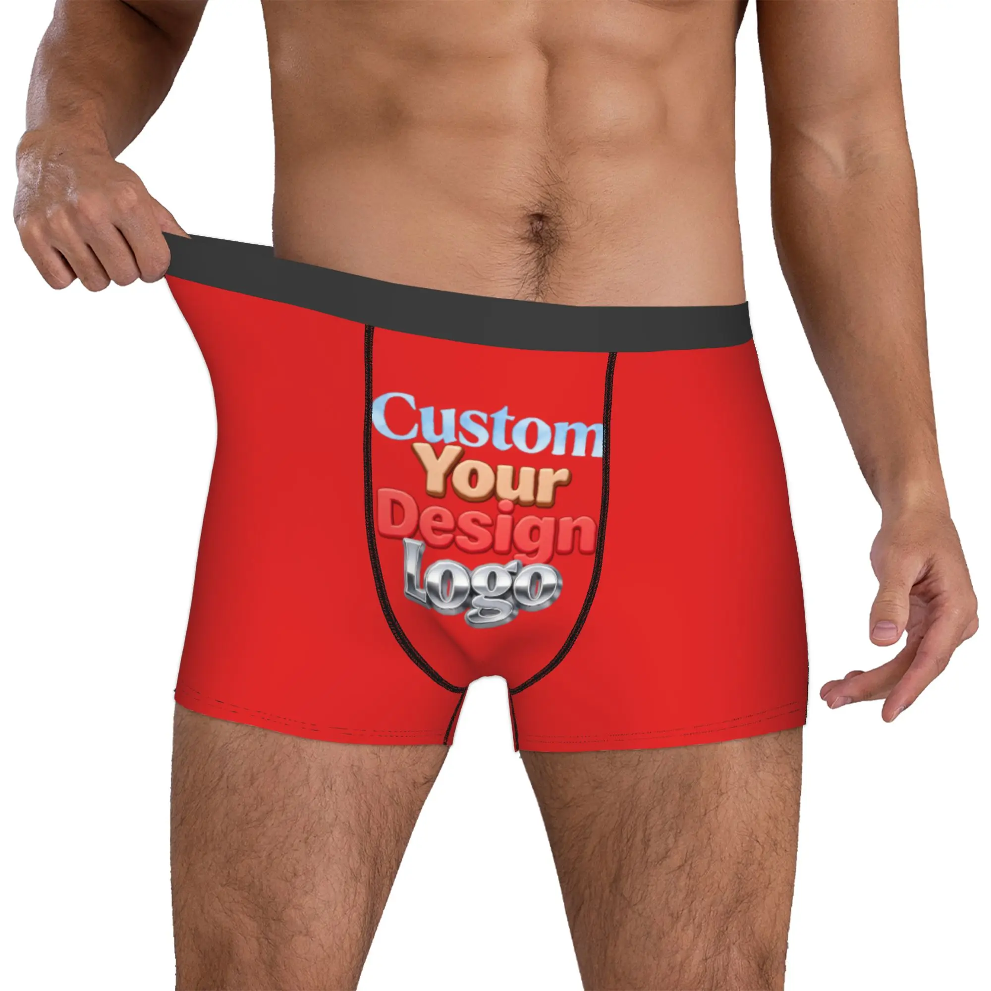 Male Fashion Family Pets Custom Photo Logo Underwear Customized Logo Printed Boxer Briefs Breathable Shorts Panties Underpants