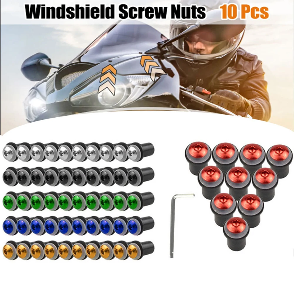 10PCS M5x16mm Universal Accessories Motorcycle Windscreen Bolts Windshield Screws Kit For Honda Suzuki Kawasaki Yamaha