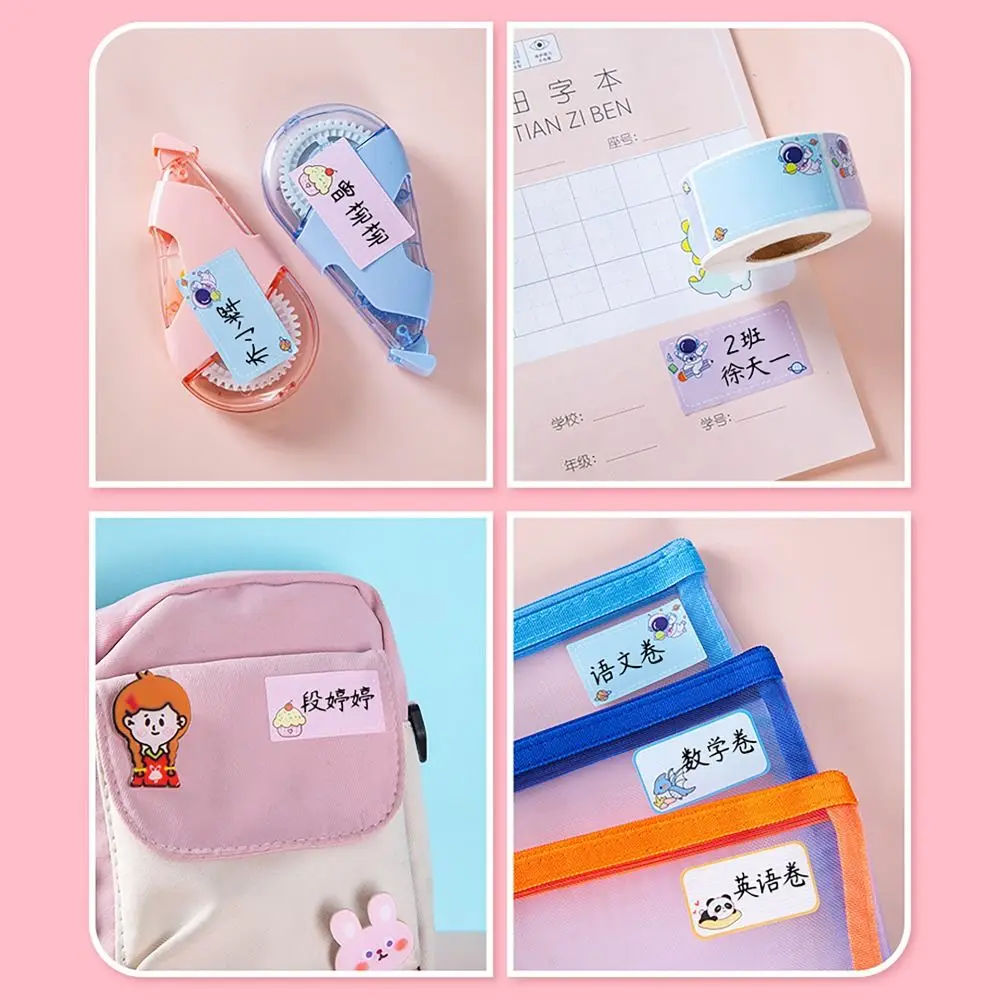 100/280Pcs/Roll Portable Waterproof Name Sticker Self-adhesive Cartoon Style Tag Sticker Handwritten Labels Sticker Gift