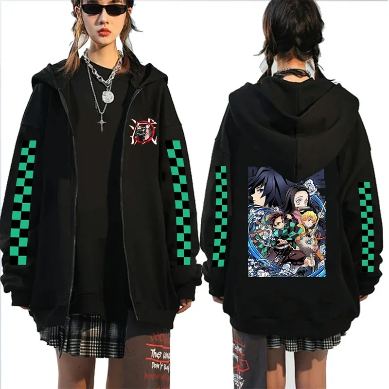Anime Devil Killer Zipper Hoodie Coat Kanroji Mitsuri Cute Cartoon Hoodie Kimetsu No Yaiba Kamado Nezuko Fashion Trend Zipper Sp