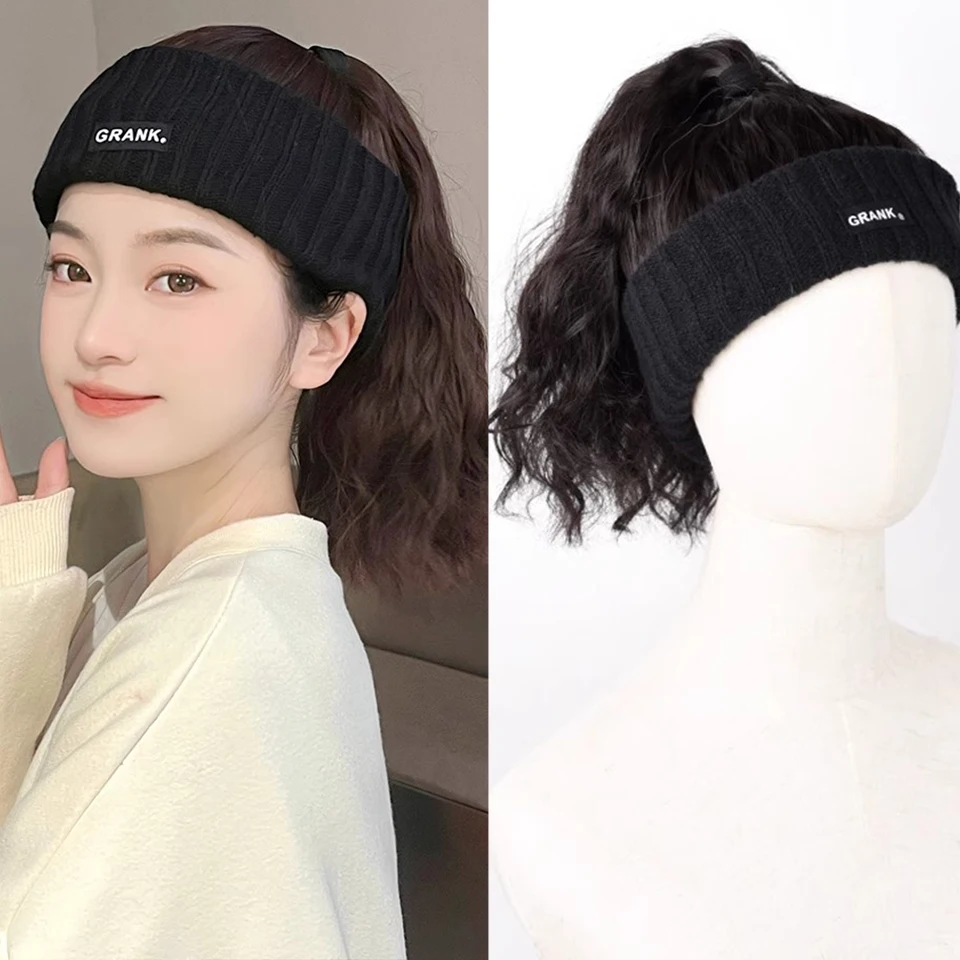 Synthetic Hat Wig for Women One-piece Fashionable Lazy Slightly Curly Hair Baseball Cap Fluffy Empty Top Hat Natural Hat Wig