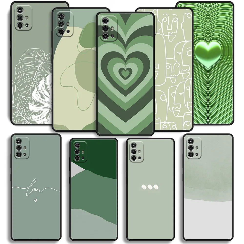 Capinha celular caso macio para motorola moto g60 borda 20 30 g stylus g8 plus g50 g30 uma fusão g9 jogar hyper arte sálvia telefone verde