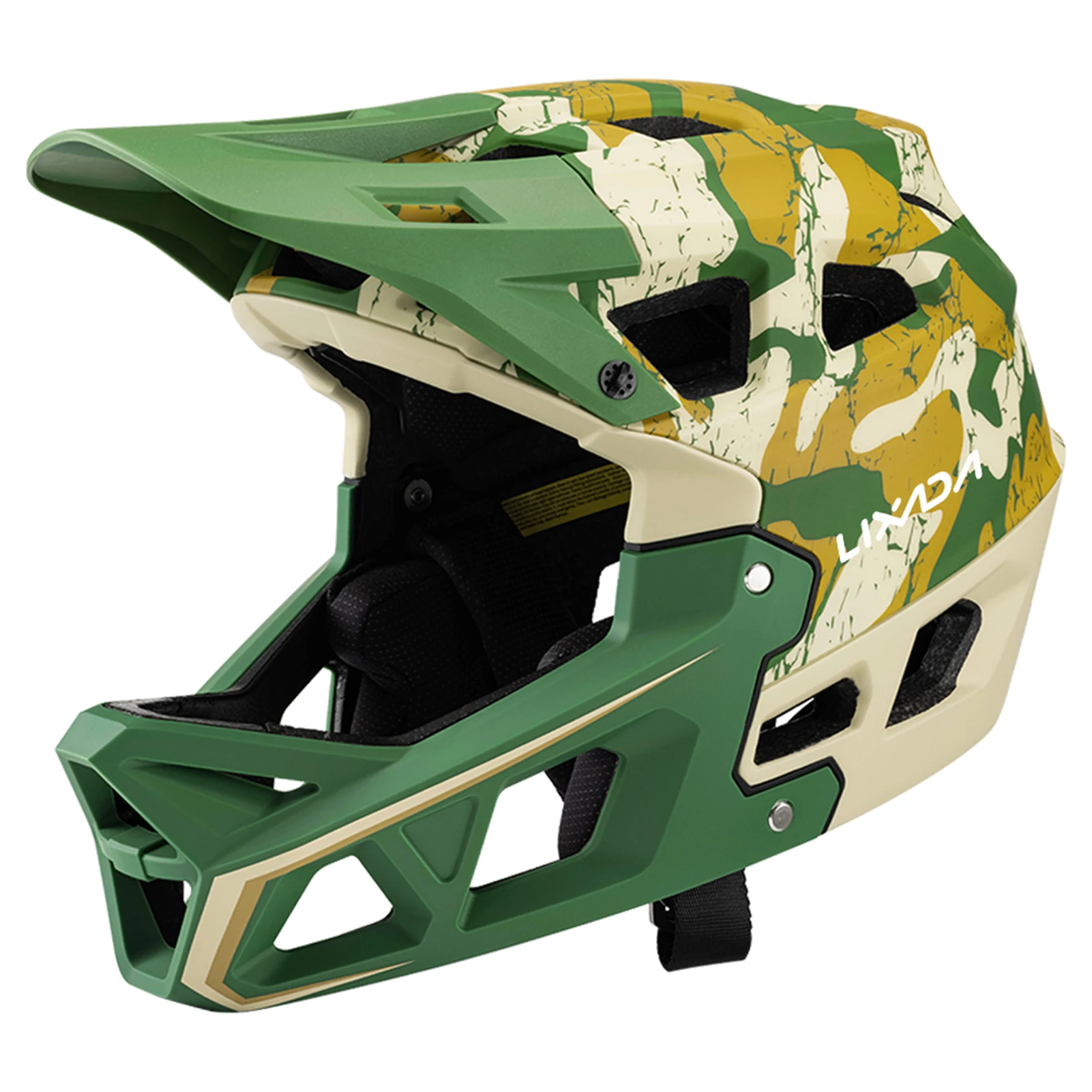NONE Vollgesichts-Mountainbike-Helm Adult Racing Downhill-MTB-Helm für Männer/Frauen Mountainbike-Helm für Erwachsene mit Visier über 31 Entlüftung 9