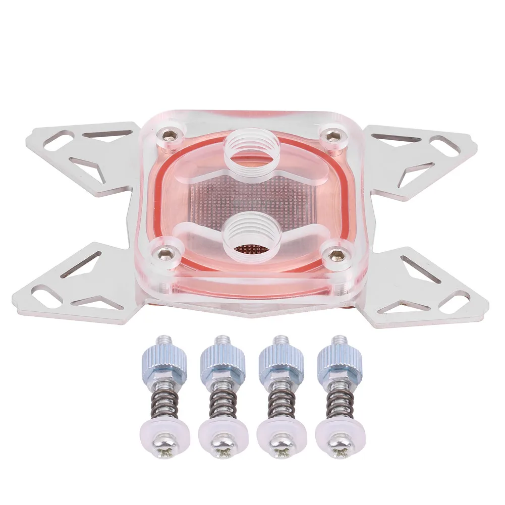 CPU Water Cooling Block Red Copper Base POM Cover with Waterway G1/4 Thread for AMD AM4 for PC Computer Water Cooler System