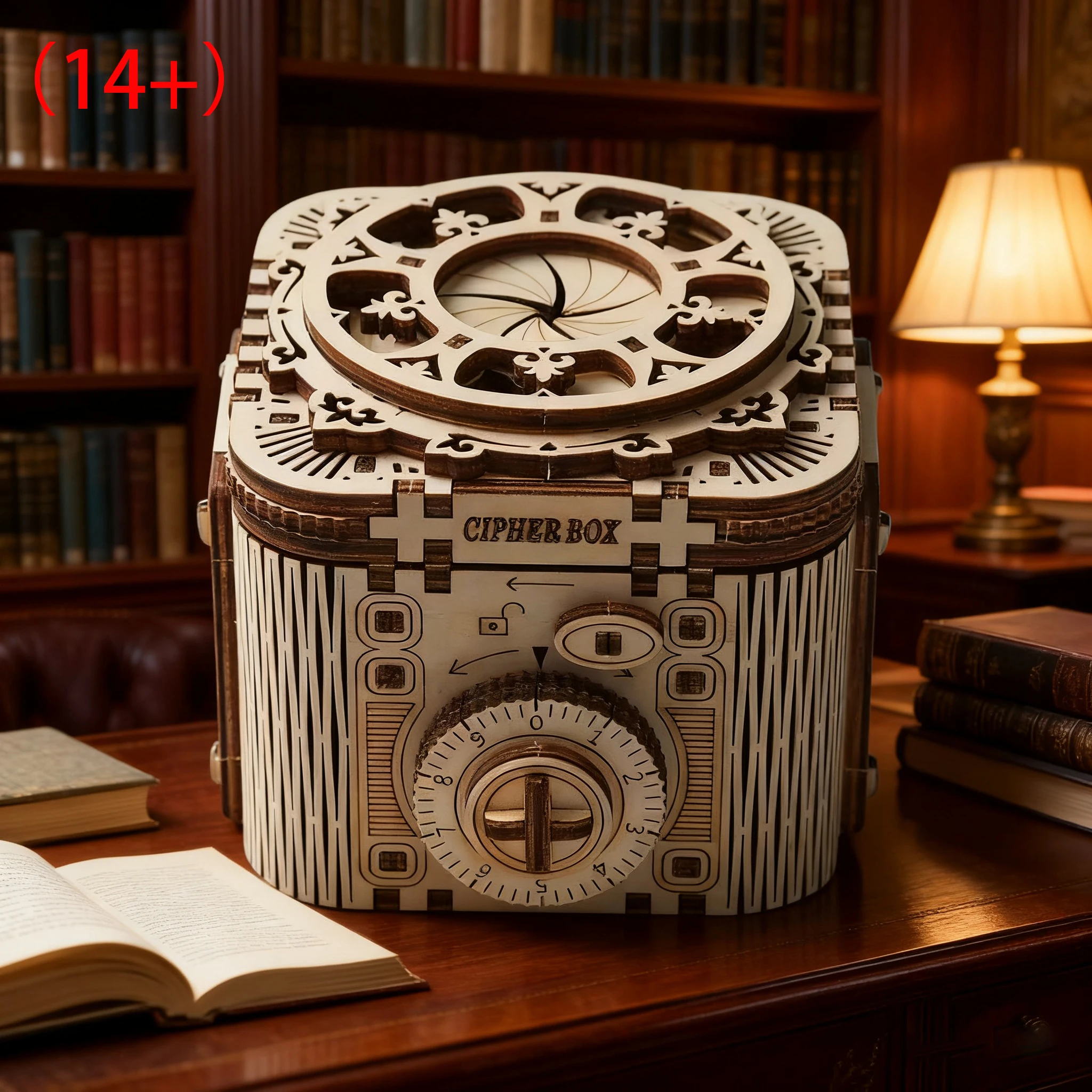 DIY Wooden Cipher Box 3D Puzzle, Combination Lock Safe Model Kit, Wood Building Craft, Desktop Ornament & Gift