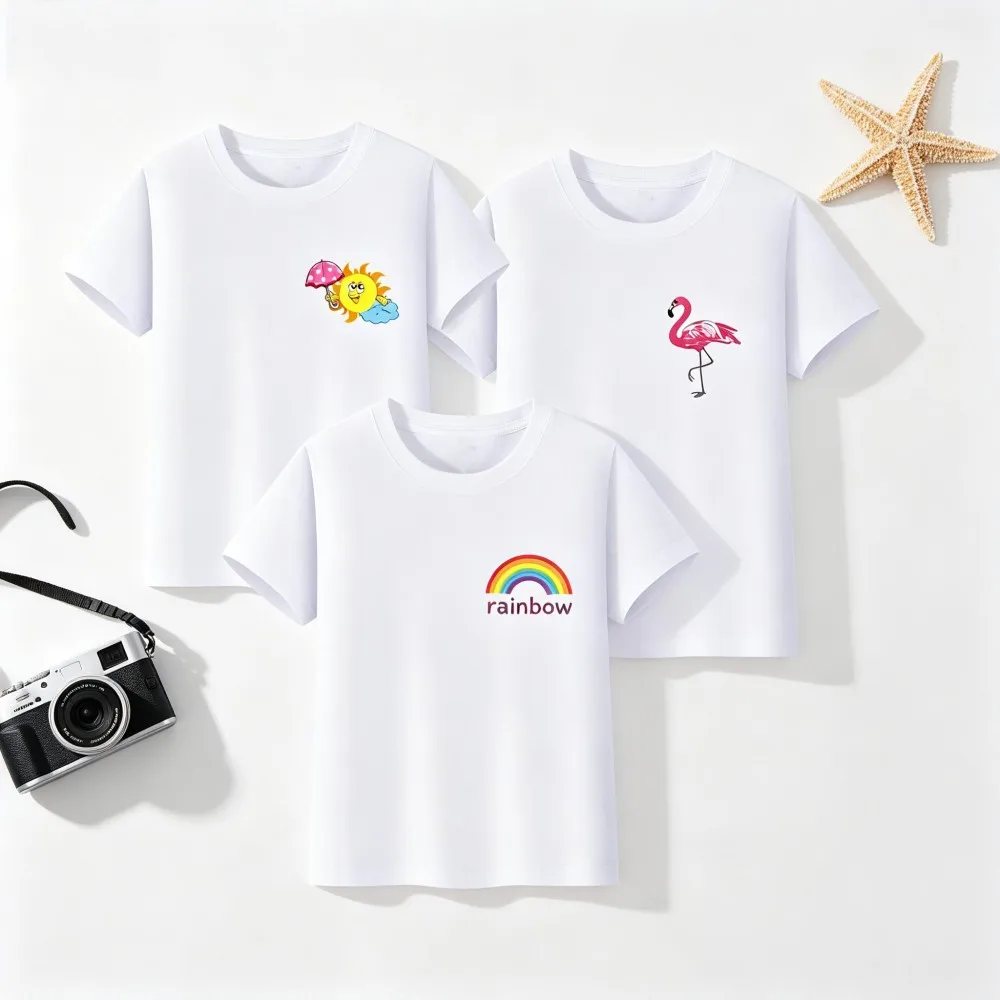 Camisetas para Niñas, Verano, 100% Algodón, Ropa para Bebés y Adolescentes, Camisetas Blancas con Estampado de Flamencos, 1 2 3 4 5 6 7 8 9 10 11 12 13 14 Años