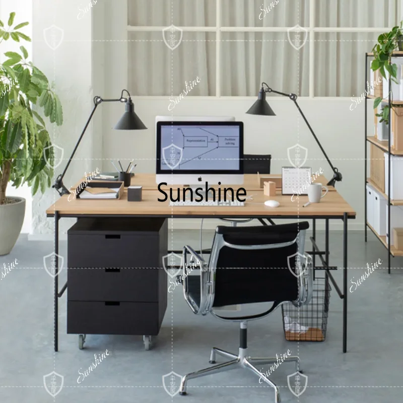 Nordic, desk, retro silent wind, writing desk industrial style solid wood
