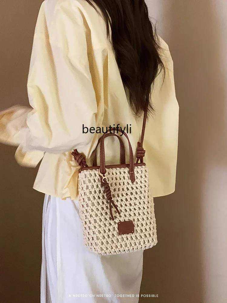 French fries bag women's summer woven small bucket bag portable shoulder messenger bag