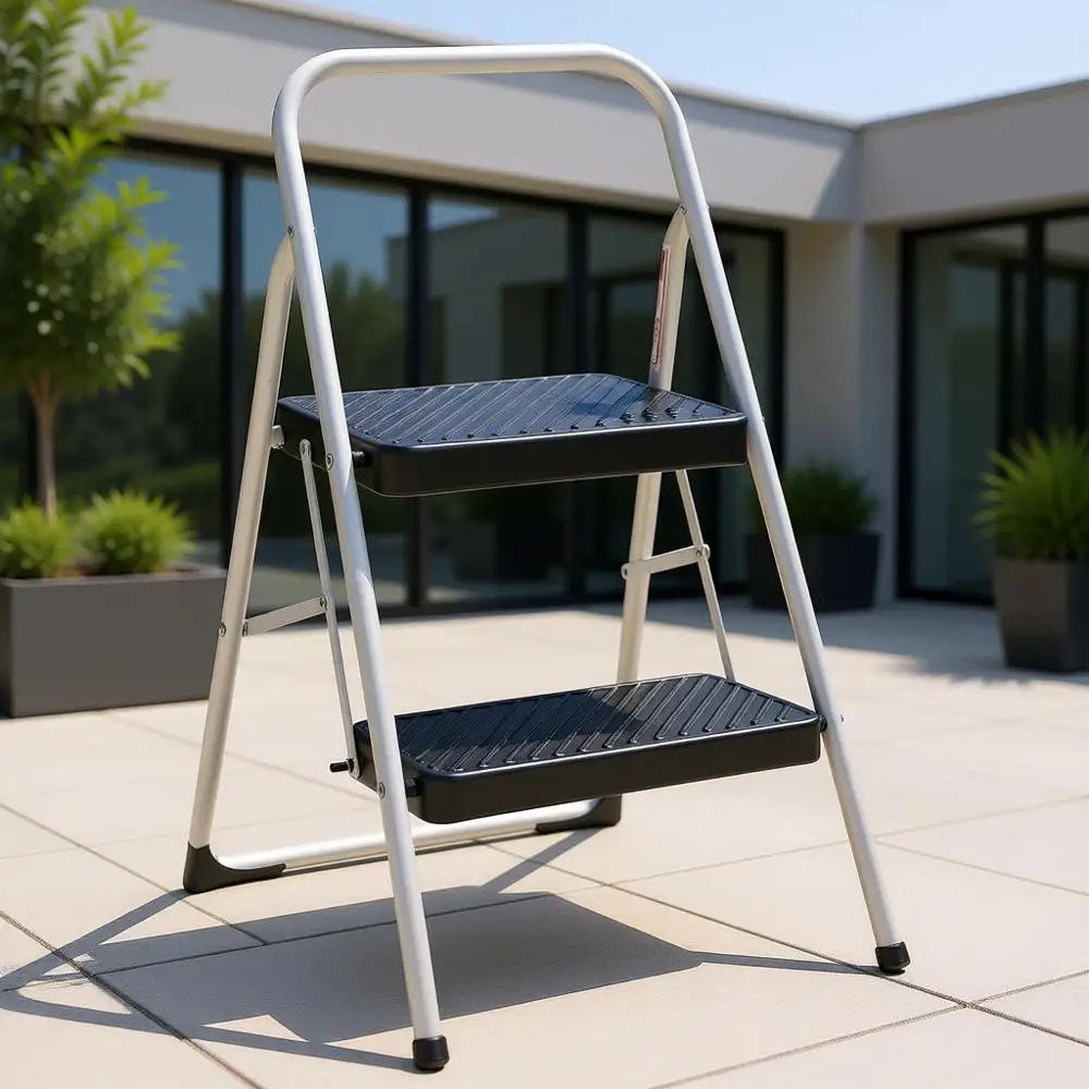 

Gray 2-Step Folding Stool for Household Use