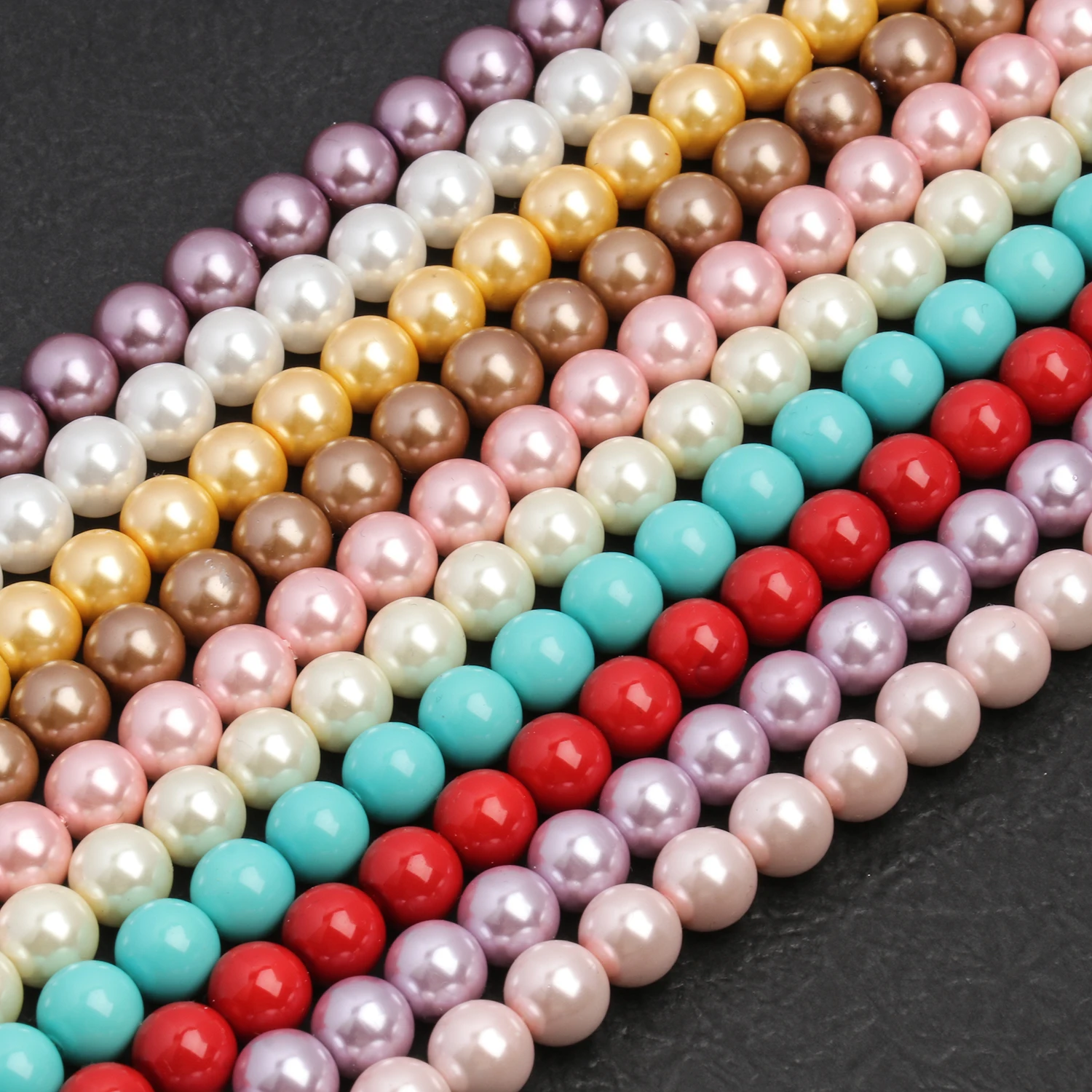 4/6/8/10MM Multicolour Glass Color Round Imitation Pearls Beads For Diy Jewelry Earrings Handmade Bracelet Accessories