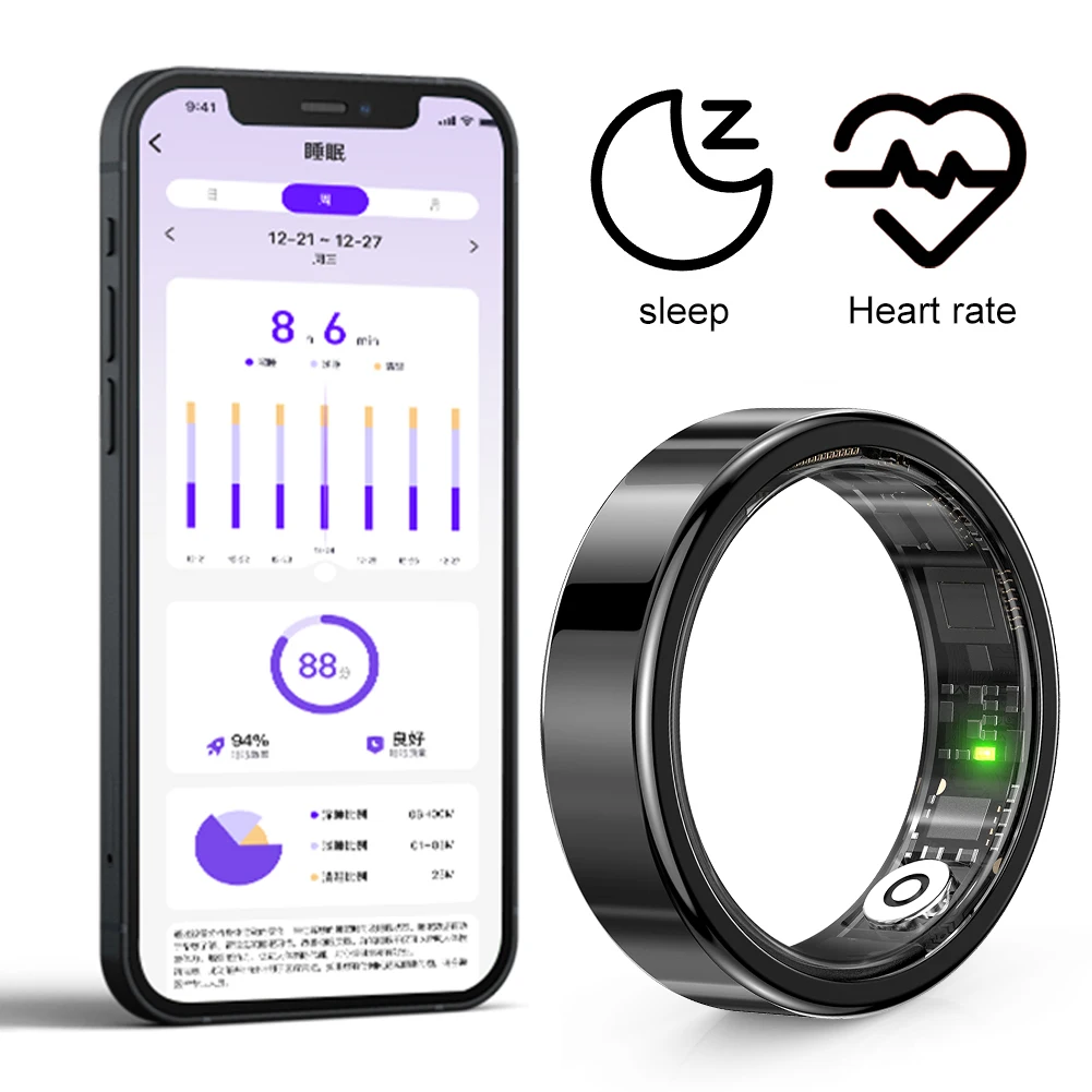 

SR09 Smart Ring Health Tracker Bluetooth-совместимое кольцо здоровья 5.1 с контролем жестов Монитор фитнеса и сна для женщин и мужчин