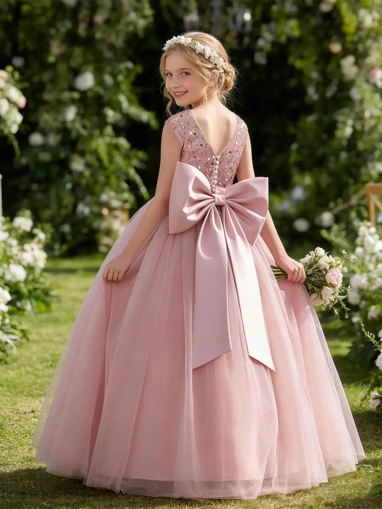 Girls' Birthday Party Elegant Dress, School Important Festival Piano Host Performance Outfit, Flower Girl Wedding Dress, Princess Dress