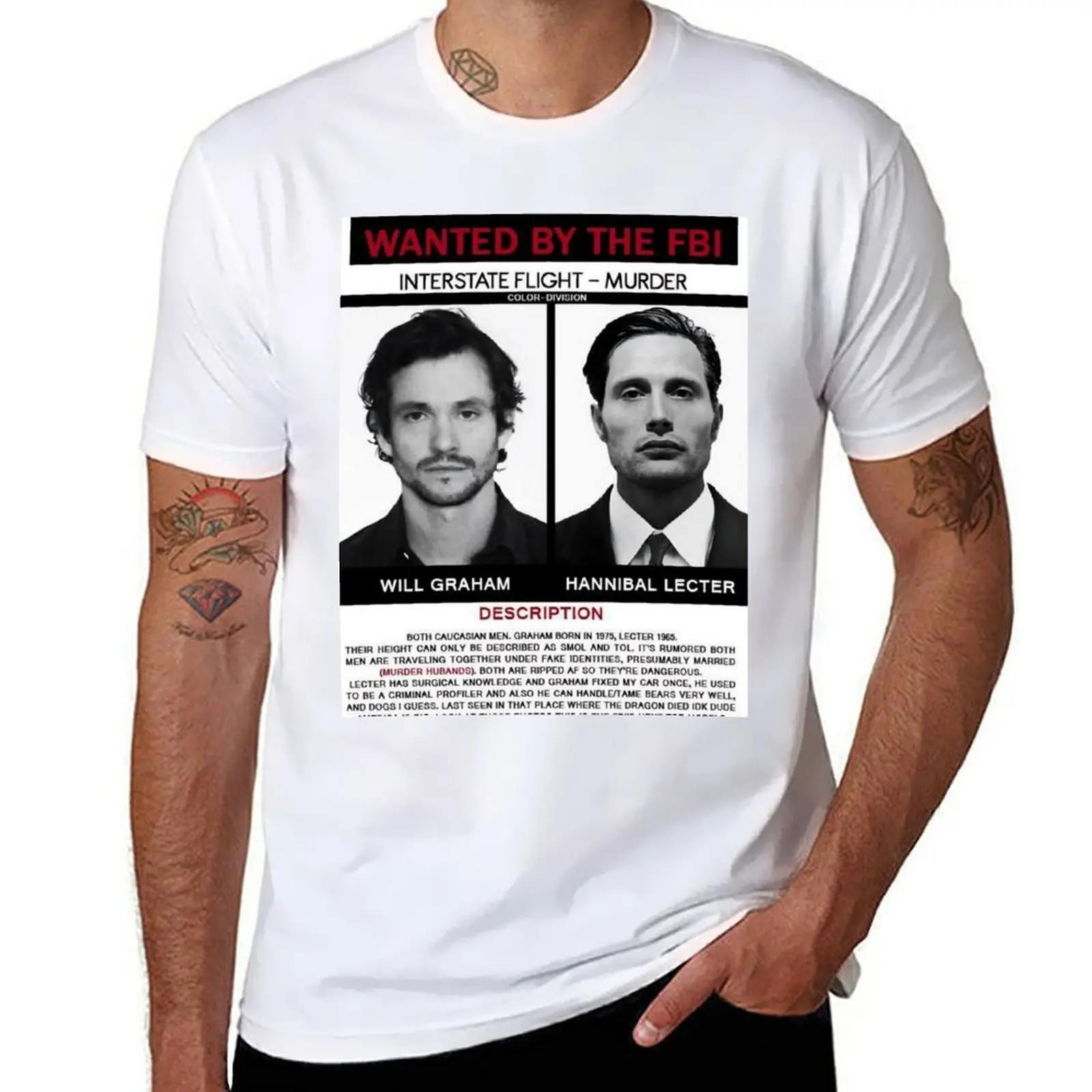 Hannibal lecter and will graham wanted poster T-Shirt oversized t shirt luxury t-shirt mens graphic t-shirts anime