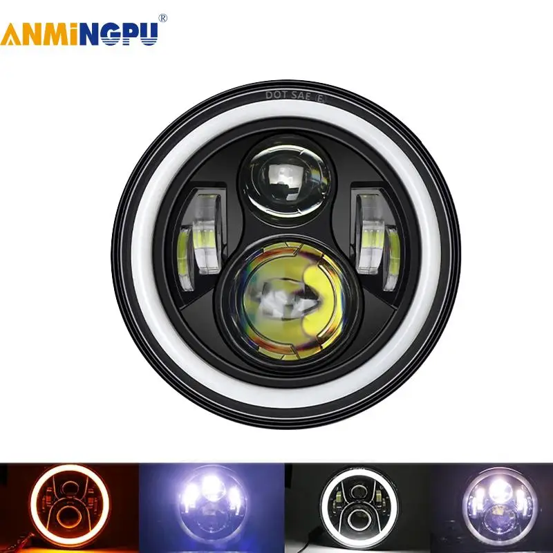 Universal 7 Inch Led Car Motorcycle Headlight DRL H4 Headlamp For Harley BMW Yamha Honda 7