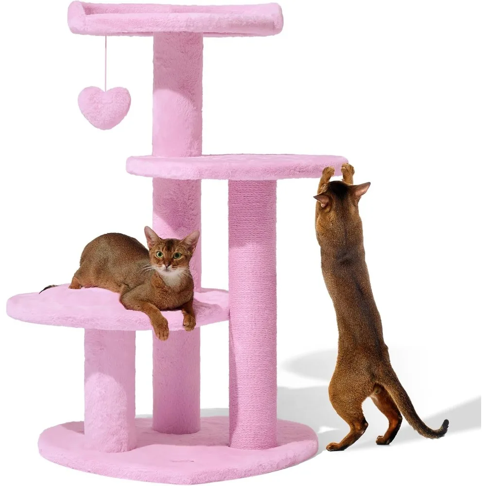 

40 Inches Cat Tree for Indoor Cats - Multi Level Climbing Tower with Scratching Post and Cute Dangling Toys