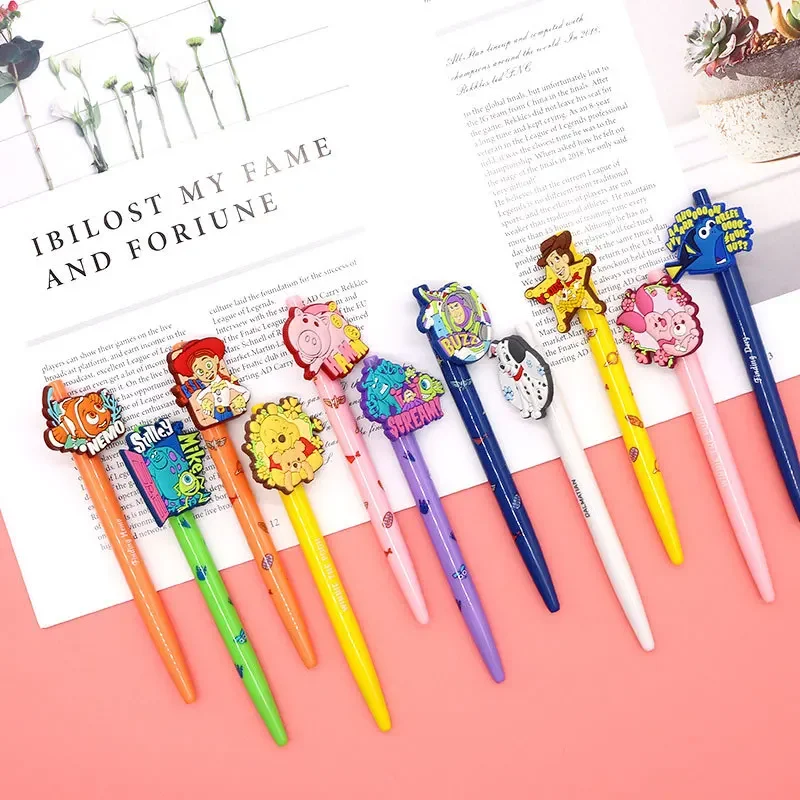 

30 шт., европейская и американская мультяшная нейтральная ручка, студенческая офисная ручка, 0,5 мм, углеродная черная пружинная ручка с пулевидной головкой