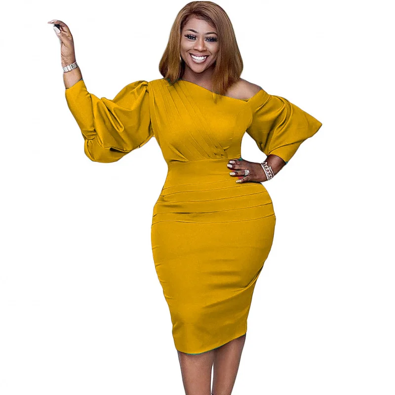 Zomer Europese en Amerikaanse off-shoulder bodycon potlood halflange professionele damesriem