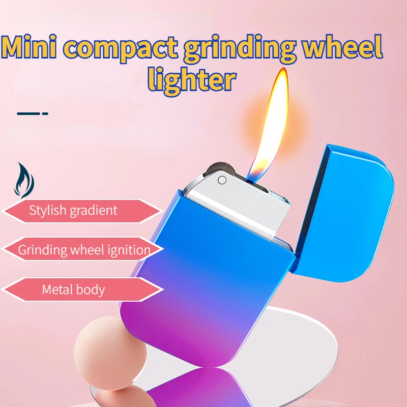 

Hot-selling Gradient Color Grinding Wheel Open Flame Slim Mini Lighter Creative Personalized Trendy Inflatable Cigarette Lighter